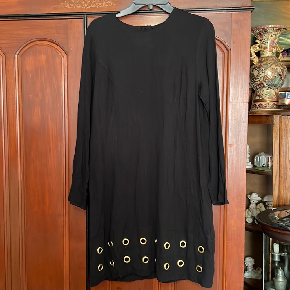 JustFab  Black With Gold Grommet Dress Size Medium